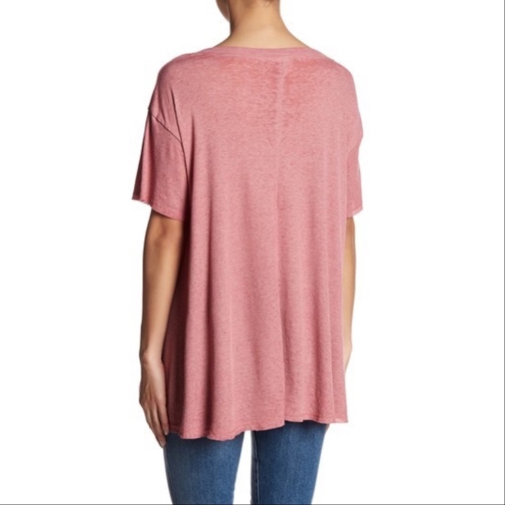 WILD PEARL rib knit sharkbite v-neck boho tee XL - Picture 2 of 7